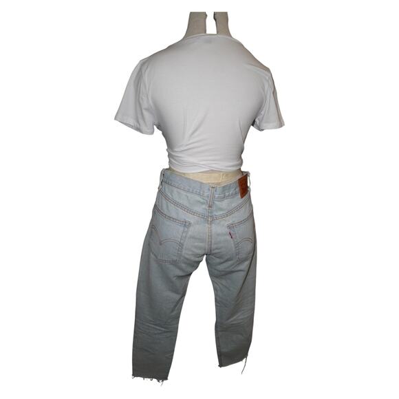 Levi’s 501 Distressed Light Wash Jeans Women’s 26 Raw Hem Vintage Straight Leg - Picture 2 of 10